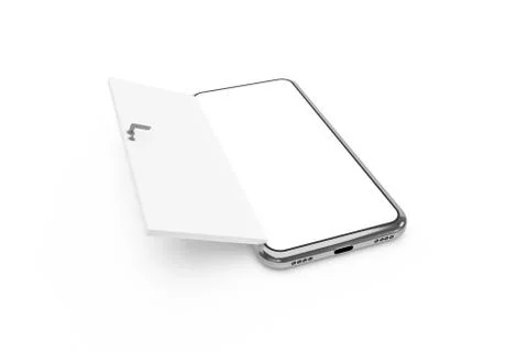 3D Rendering Open Door from Smart Phone Screen Stock Photos