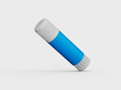 3D rendering of an open paper glue stick flying in the air on a white isolated Stock Illustration