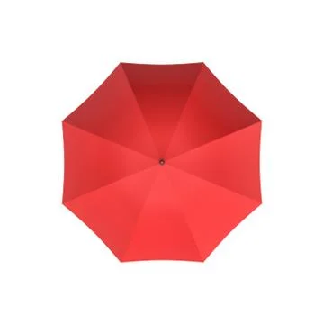 3d rendering of an open red umbrella isolated on white background Illustrazione stock