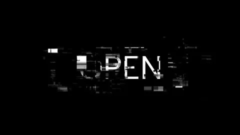 3D rendering open text with screen effects of technological glitches Stock-Illustration