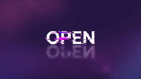 3D rendering open text with screen effects of technological glitches Stock-Illustration