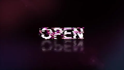 3D rendering open text with screen effects of technological glitches Stock Illustration