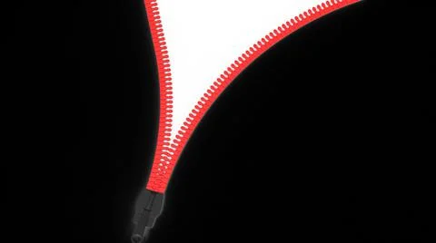3d rendering of open zippers and pullers realistic set isolated on black back Stock Illustration