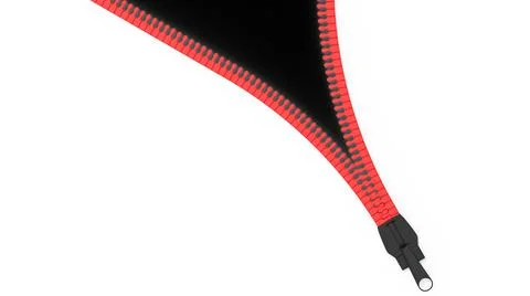 3d rendering of open zippers and pullers realistic set isolated on black back Stock Illustration