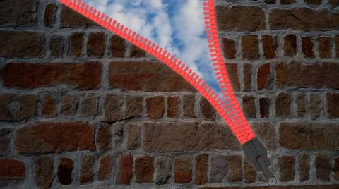 3d rendering of open zippers and pullers realistic set isolated on black back Stock Illustration
