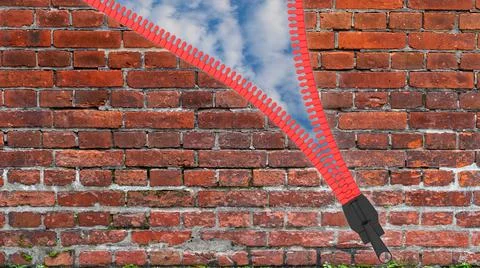 3d rendering of open zippers and pullers realistic set isolated on black back Stock Illustration