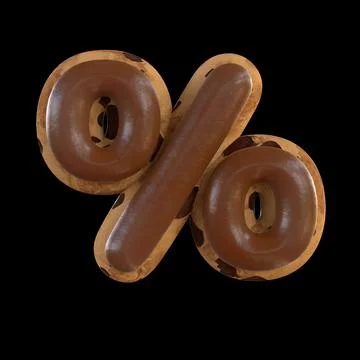 3d rendering of the or percentage sign recreating a cookie with chocolate o.. Stock Illustration