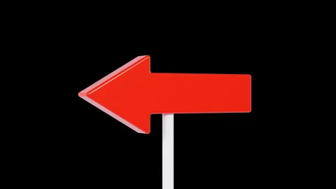 3D rendering of orange arrow sign swinging left and right. Decision making loop. Stock Footage 340294228
