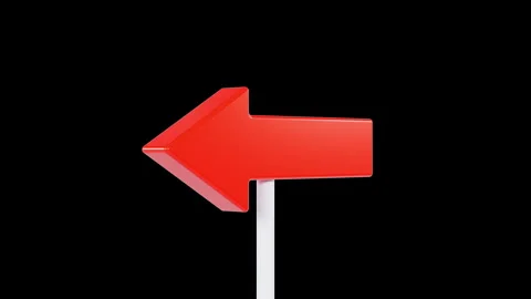 3D rendering of orange arrow signpost rotating 360 degrees. Navigation loop. Stock Footage 340294218