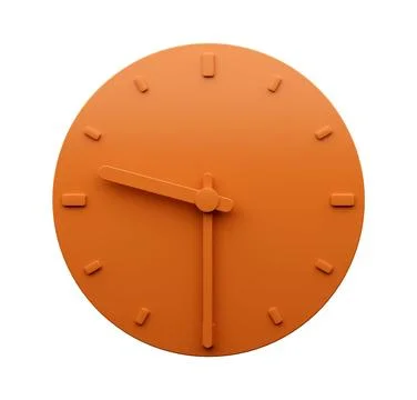 3D rendering of the orange clock isolated on the empty white background Stockillustratie