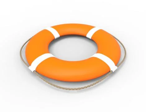 3D rendering of a orange life buoy isolated on white background Stock Illustration
