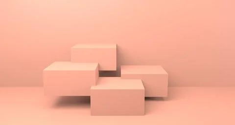 3D rendering Orange platform storefront product showcase. 3d brown rendering Ilustração Stock