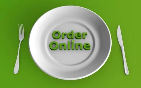 3d rendering of ordering food online concept 스톡 일러스트