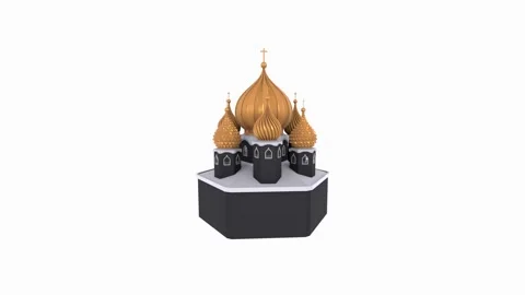3D rendering of an ornate building with golden domes and intricate details Stock Footage 297584432