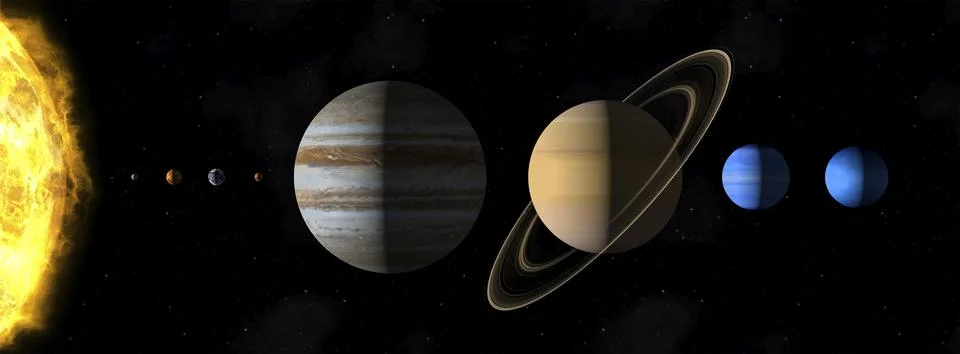 3d rendering of a our sun system Stock Illustration