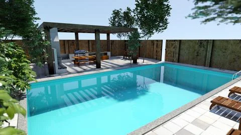 3D Rendering Outdoor Kitchen イラスト素材