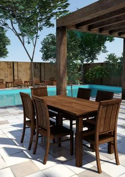 3D Rendering Outdoor Pool Illustrazione stock