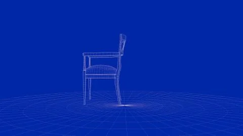 3d rendering of an outline chair object Stock Illustration