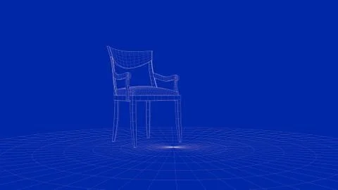 3d rendering of an outline chair object Stock Illustration