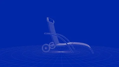 3d rendering of an outline chair object Stock Illustration