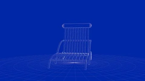 3d rendering of an outline chair object Stock Illustration