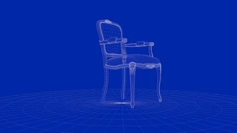 3d rendering of an outline chair object Stock Illustration