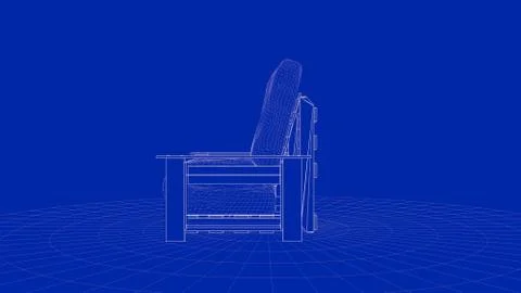3d rendering of an outline chair object Stock Illustration