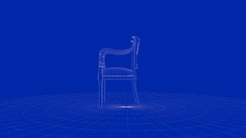 3d rendering of an outline chair object Stock Illustration