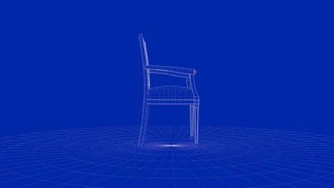 3d rendering of an outline chair object Stock Illustration