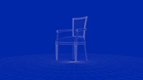 3d rendering of an outline chair object Stock Illustration