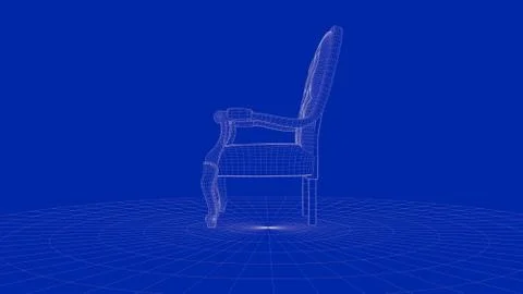 3d rendering of an outline chair object Stock Illustration