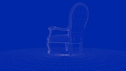 3d rendering of an outline chair object Stock Illustration
