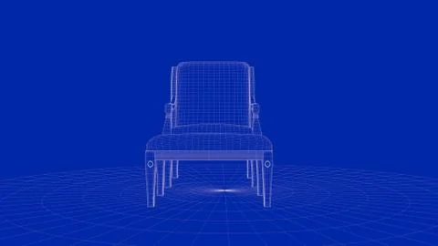 3d rendering of an outline chair object Stock Illustration
