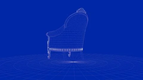 3d rendering of an outline chair object Stock Illustration