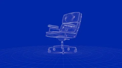3d rendering of an outline chair object Stock Illustration