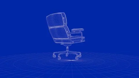 3d rendering of an outline chair object Stock Illustration
