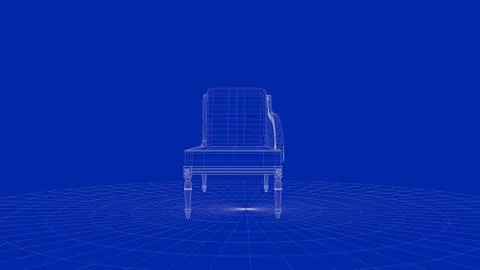 3d rendering of an outline chair object Stock Illustration