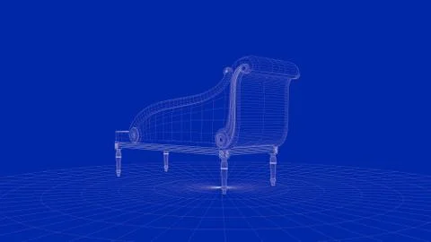 3d rendering of an outline chair object Stock Illustration