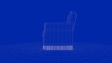3d rendering of an outline chair object Stock Illustration