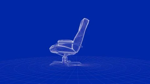 3d rendering of an outline chair object Stock Illustration