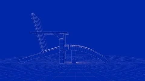 3d rendering of an outline chair object Stock Illustration