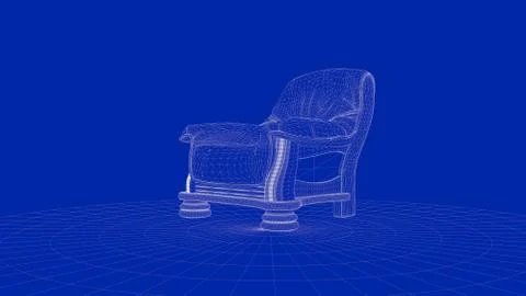3d rendering of an outline chair object Stock Illustration
