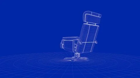 3d rendering of an outline chair object Stock Illustration