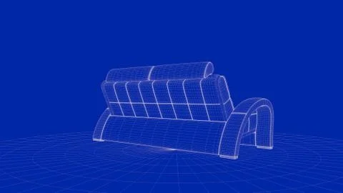 3d rendering of an outline chair object Stock Illustration