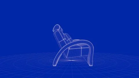 3d rendering of an outline chair object Stock Illustration