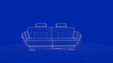 3d rendering of an outline chair object Stock Illustration