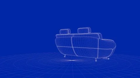 3d rendering of an outline chair object Stock Illustration