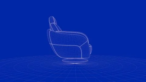 3d rendering of an outline chair object Stock Illustration
