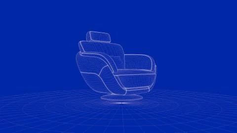 3d rendering of an outline chair object Stock Illustration