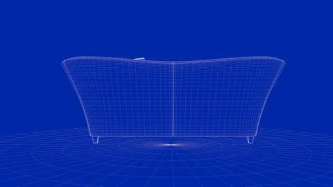 3d rendering of an outline chair object Stock Illustration